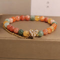 Women's cartoon style crystal bracelet with Fu Lu Shou charms made from V-shaped zircon