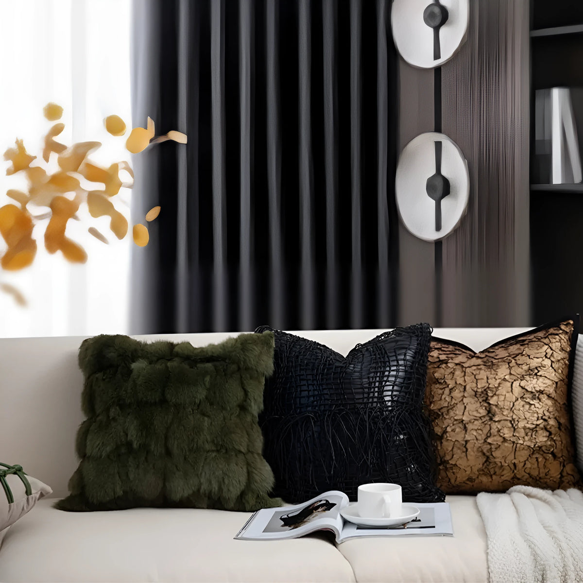 Geometric cushion cover in Misty Forest Series, 45x45cm and 30x50cm, modern simplicity style, PP cotton filler.