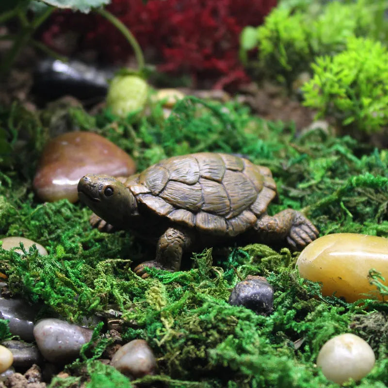 Resin turtle garden ornament with realistic details for miniature landscapes