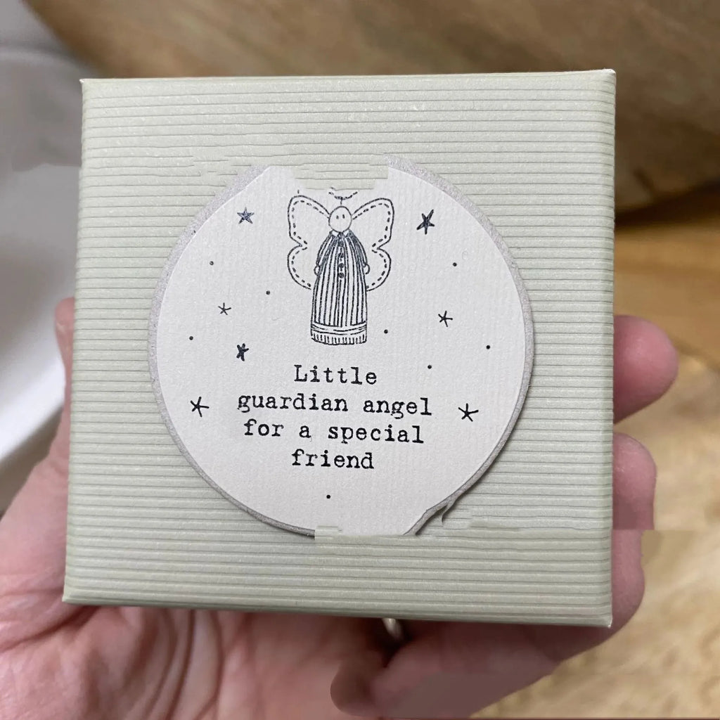 Modern cartoon style guardian angel resin ornament in gift box packaging