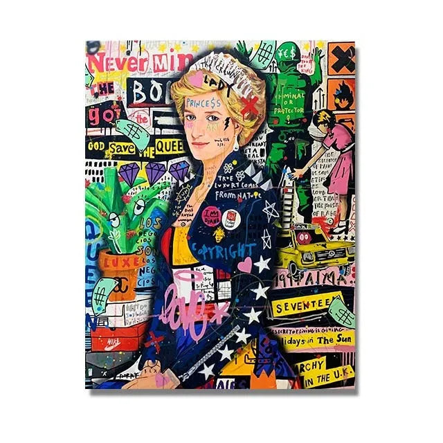 Graffiti abstract street poster canvas spray painting frameless wall art