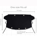 Black rubber Oxford cloth windshield ice and snow gown draped over car windscreen in winter