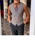 Houndstooth pattern classic waistcoat for men in Palid colour, front view, available in sizes M to 2XL