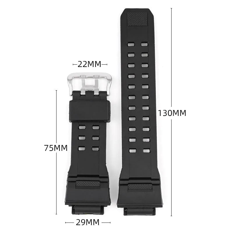 Camouflage pattern TPU watch strap with silver buckle on a grey background.