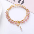 Freshwater pearl double ring bracelet with crystal beads in choice of three colours