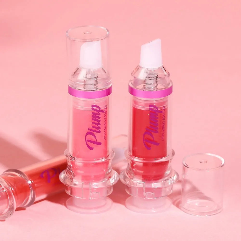 Lip mirror liquid lipstick tube showing built-in applicator with six colour options displayed