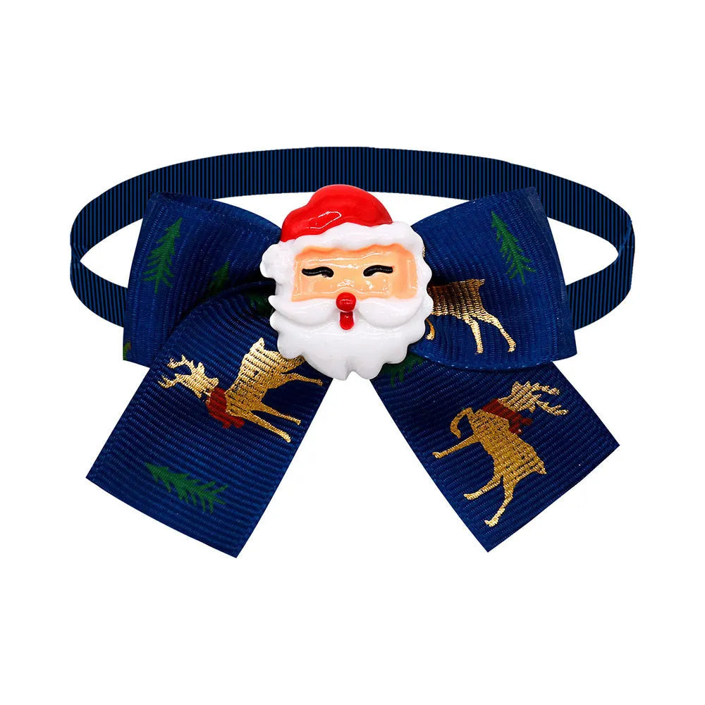 Christmas pet bow tie accessories for dogs and cats in red and green patterns