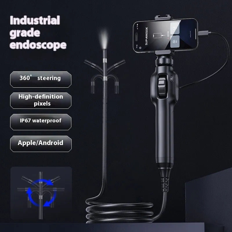 360-degree steering industrial pipeline auto repair endoscope with 8mm camera and cable