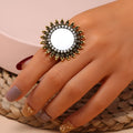 Zinc alloy diamond ring in golden or silver finish, simple trend fashion band