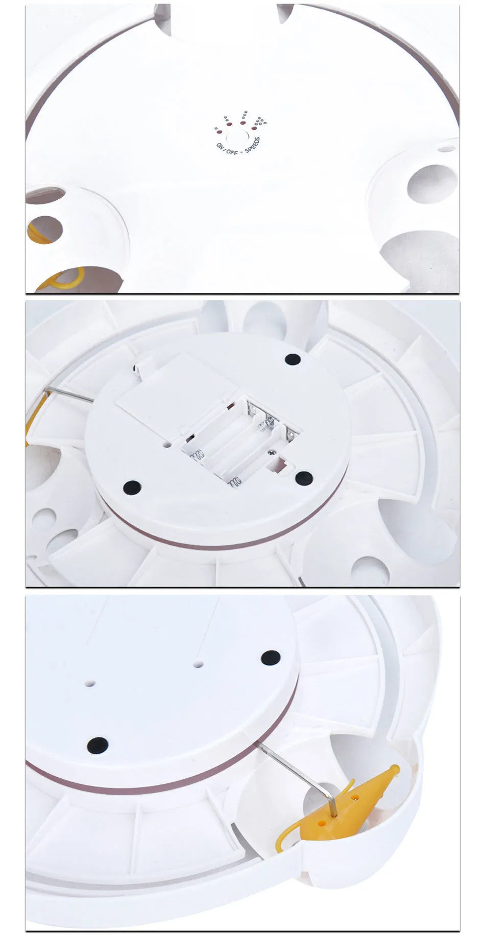 White ABS electric cat toy turntable 32cm with rotating mouse attachment