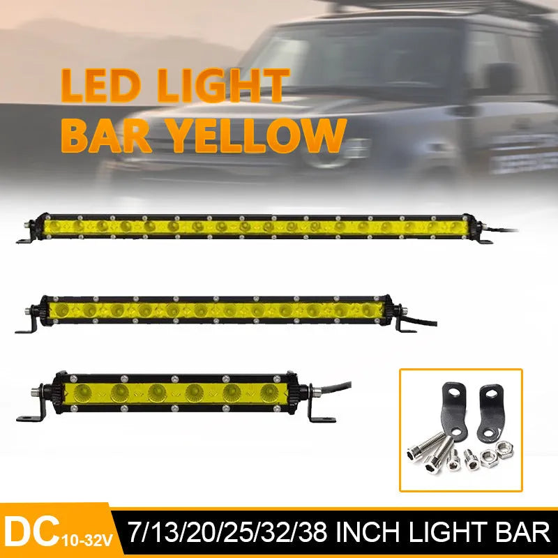 25 inch aluminium single row LED car light bar with mounting brackets