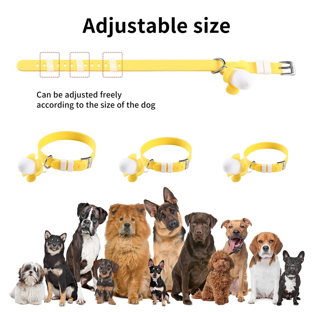 Yellow banana-shaped USB rechargeable dog collar light with luminous design for night walking