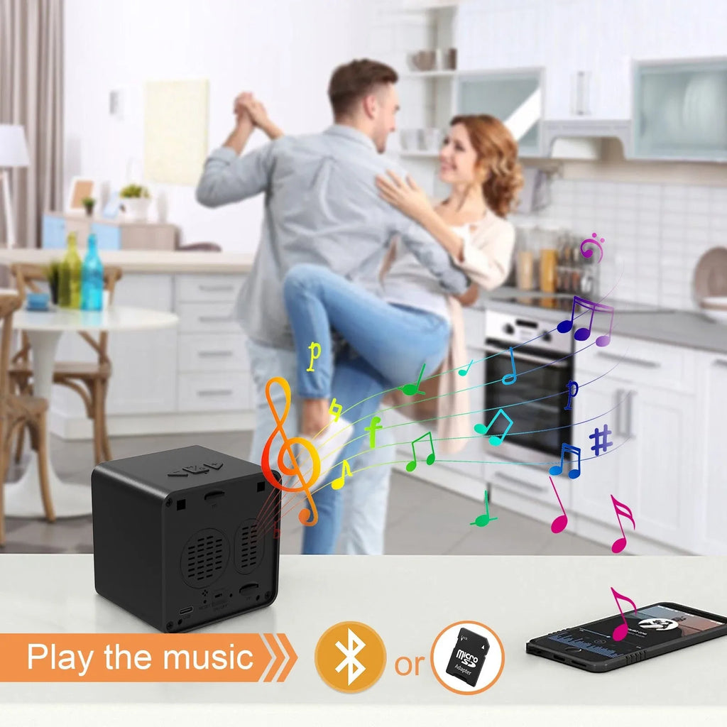 Compact wireless home surveillance camera on a table