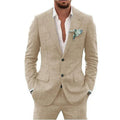 Men's slim fit suit jacket and trousers in hemp blend linen fabric for wedding and business wear