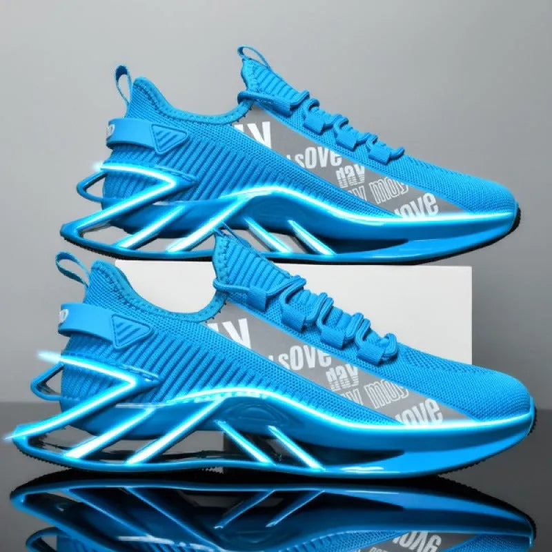 Men's fly woven mesh casual exercise shoes in solid colours with embroidery details