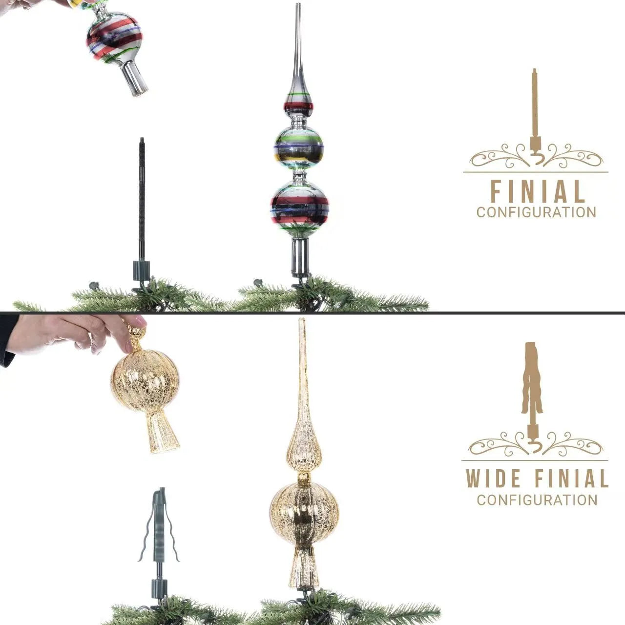 Adjustable Christmas tree topper stand with ABS plastic and metal bracket set in modern minimalist style