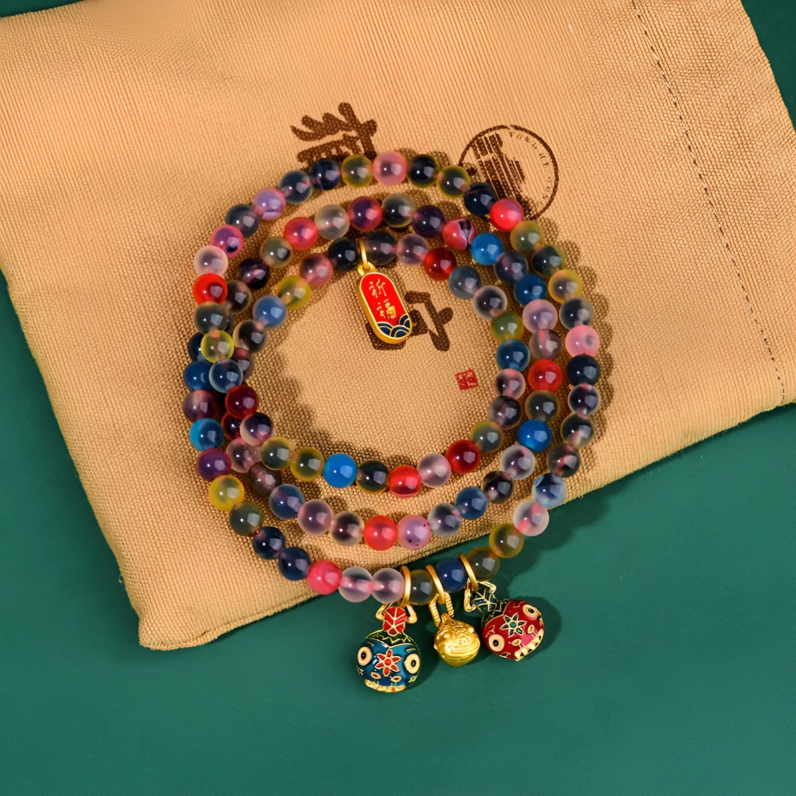 Dzogchen half pond agate bracelet with sugar heart fragrant grey glaze and swallowing gold beast charm