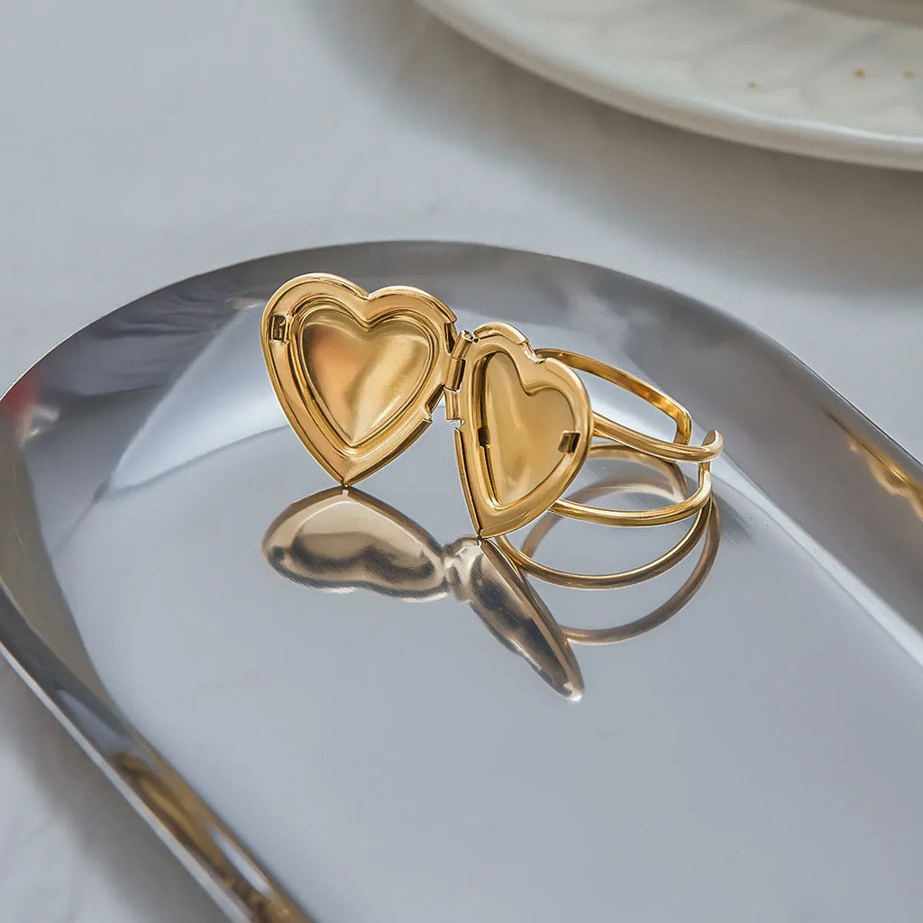 Stainless Steel Love Heart-shaped Ring for Women Electroplating Finish Fashion Jewellery JDRW2409013 JDRW2409013S