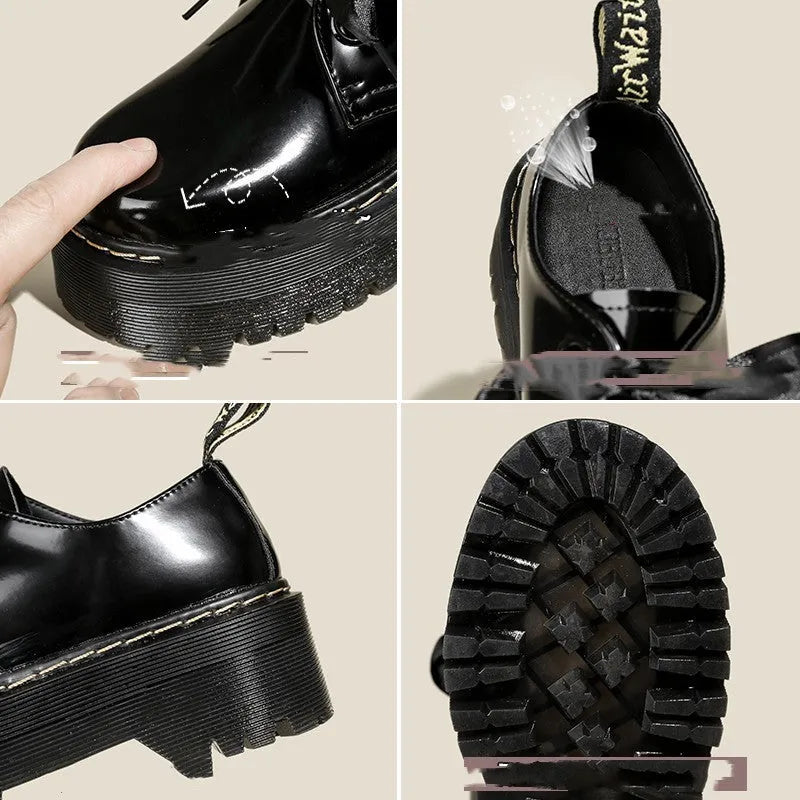 Women's white and black thick soled lace-up shoes with ribbon cross-straps on a superfine fibre upper.