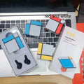 Bluetooth gaming headset with digital display shown in blue and white colour scheme