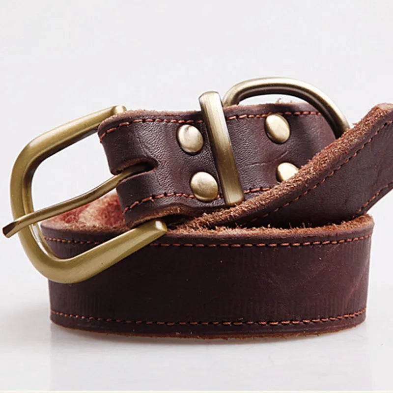 Cowhide pet collar for small and medium dogs in original leather colour, size 24CM-30CM