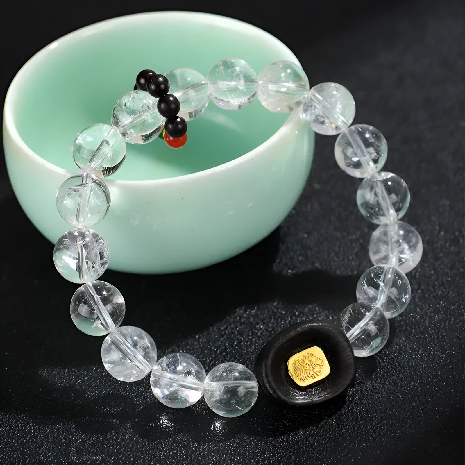 Natural white crystal ebony five-warp bracelet with manual craftsmanship