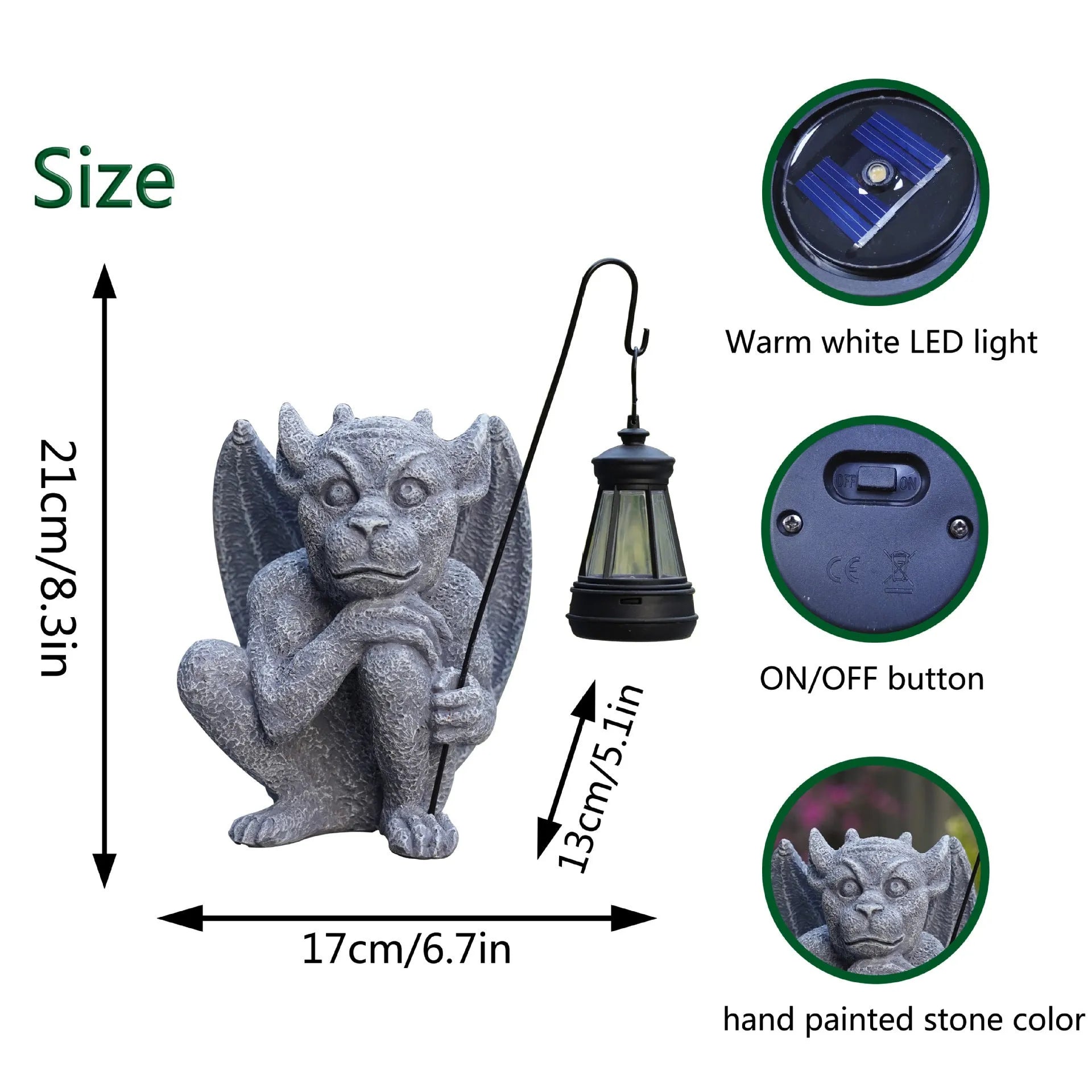 Creative stone statue ghost solar decoration resin garden lamp American style 17x13x21cm outdoor