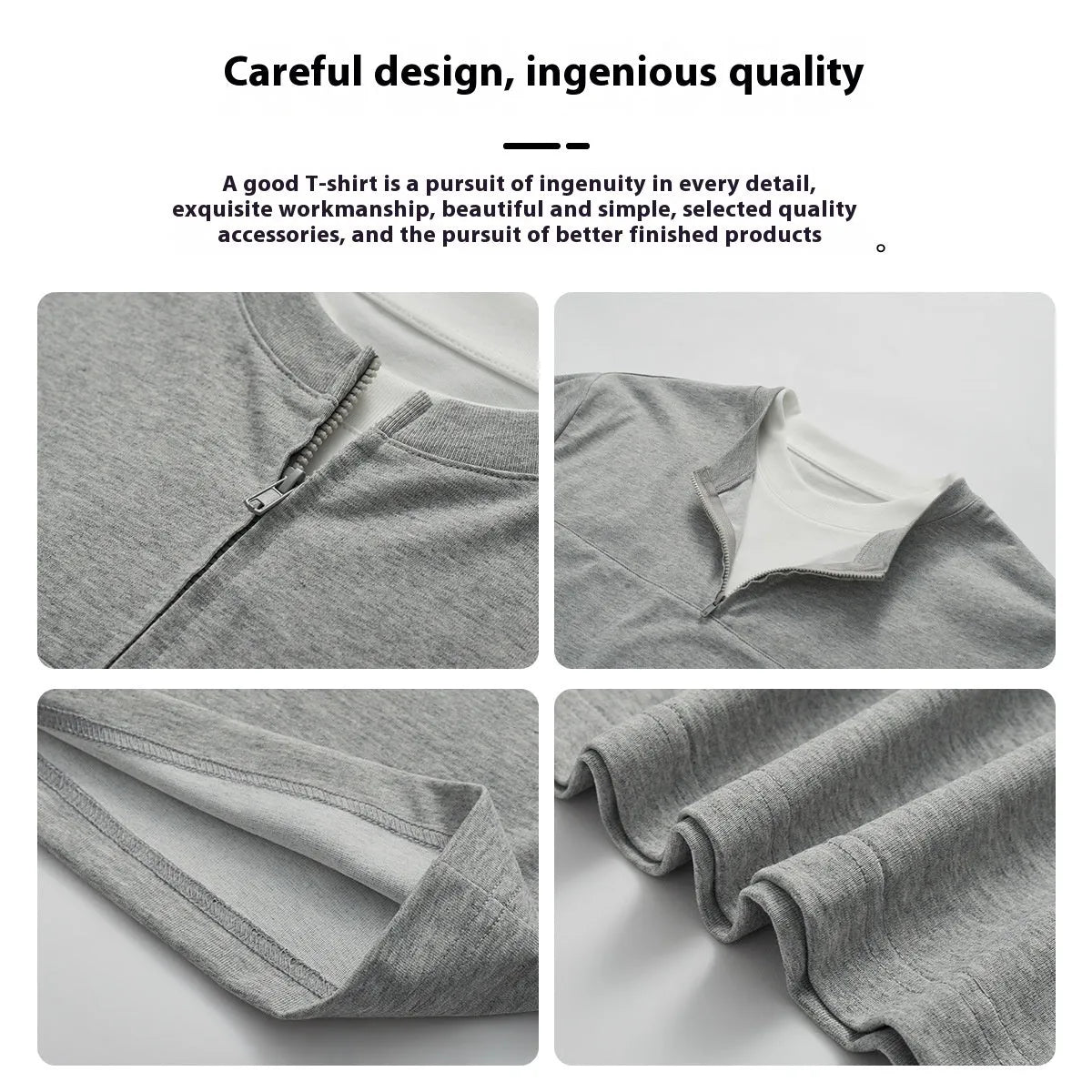 Women's loose fit solid colour patchwork pullover top with zip false detail in cotton blend fabric.