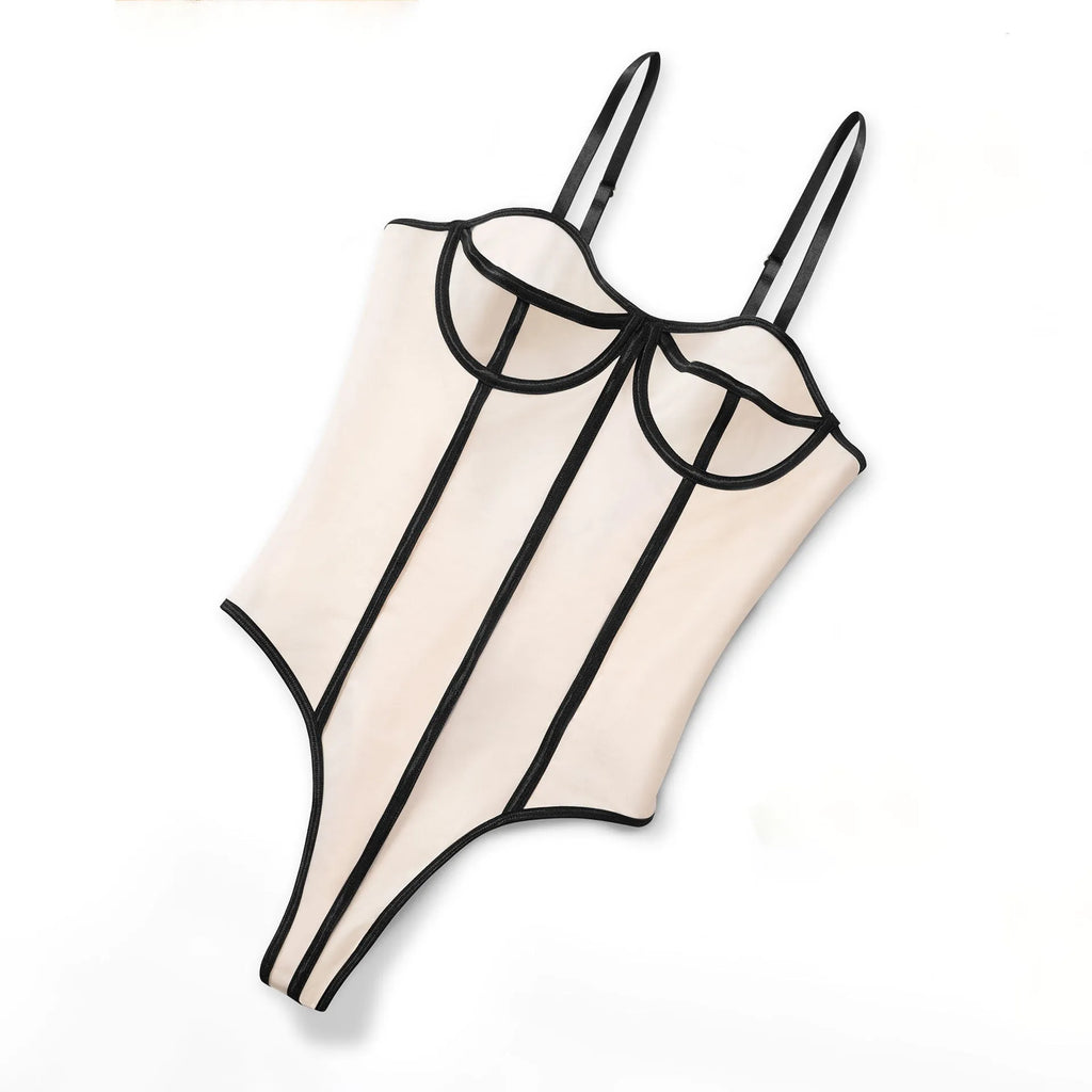 Khaki women's sleeveless bodybuilding jumpsuit with contrast colour panels and hollow-out design.