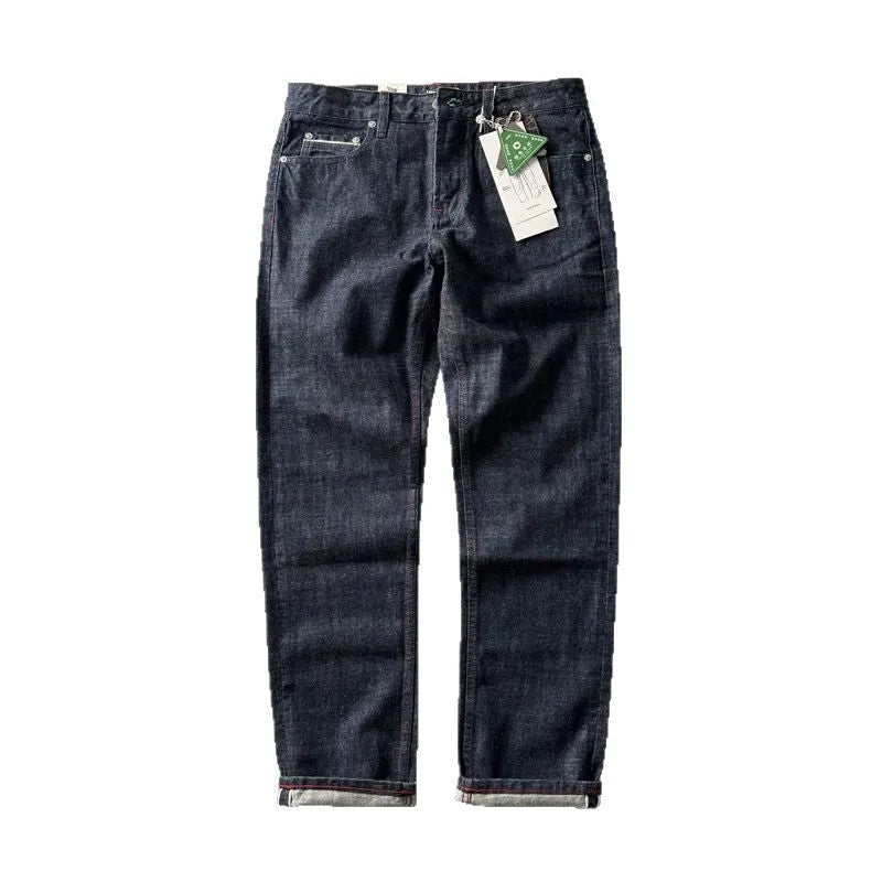 Men's straight-leg American retro jeans in a primary colour made from cotton denim.