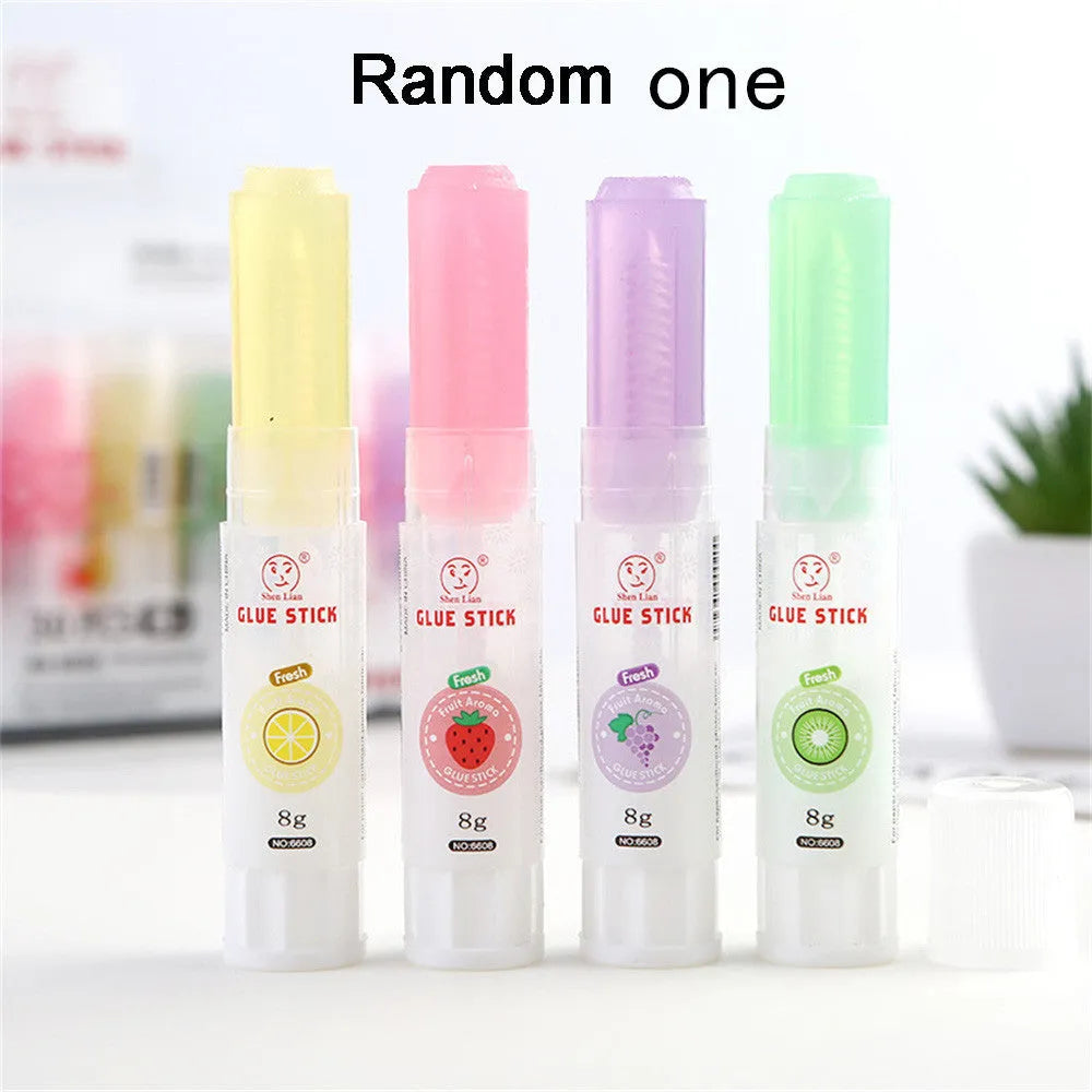 Jelly solid glue stick in fruit colours measuring 8.5cm with PVP adhesive for crafts