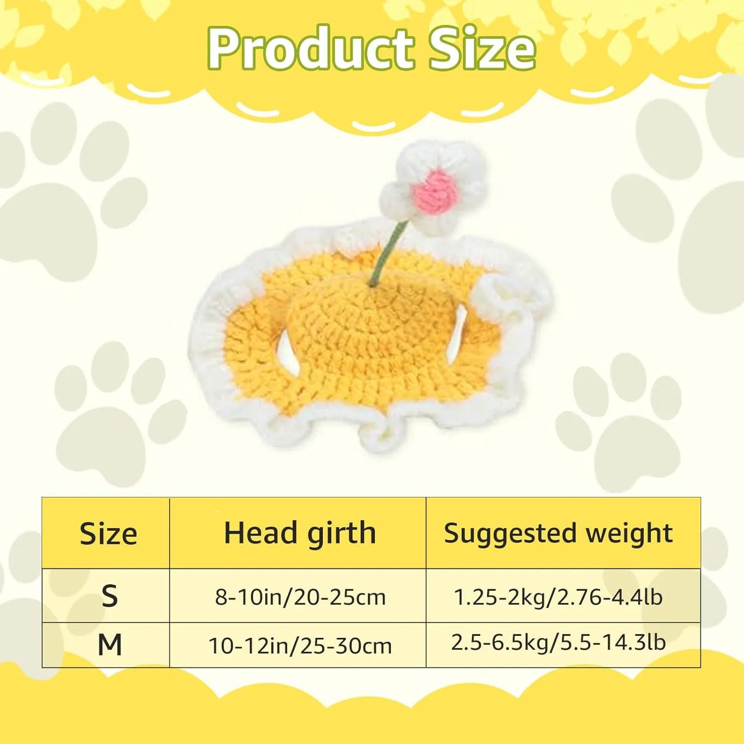Knitted cat and dog hat in green pink yellow colours with cartoon design for pets