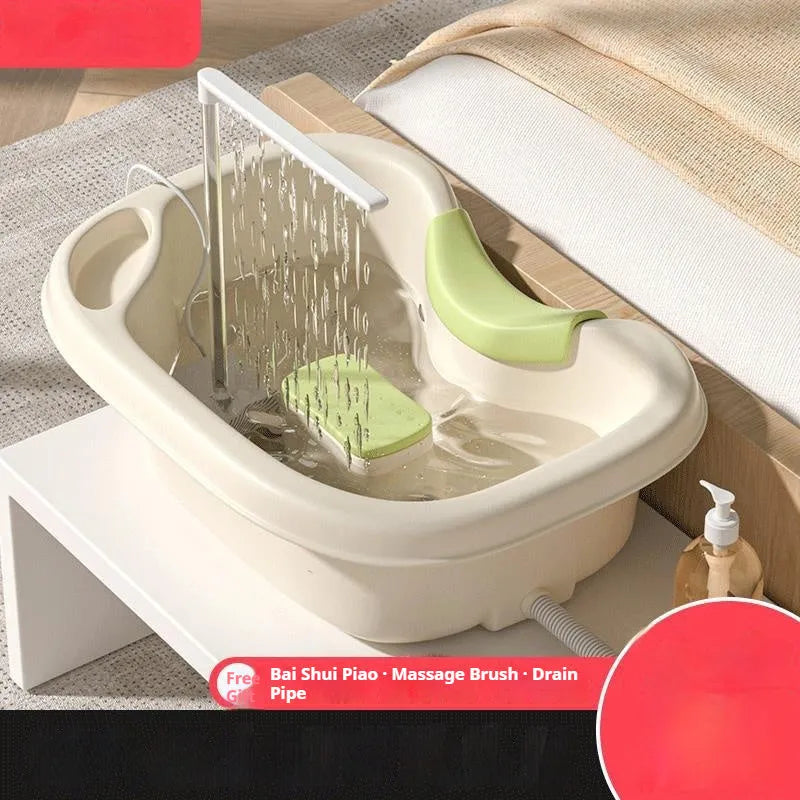 Portable shampoo basin with water pump for bed hair washing in light pink colour