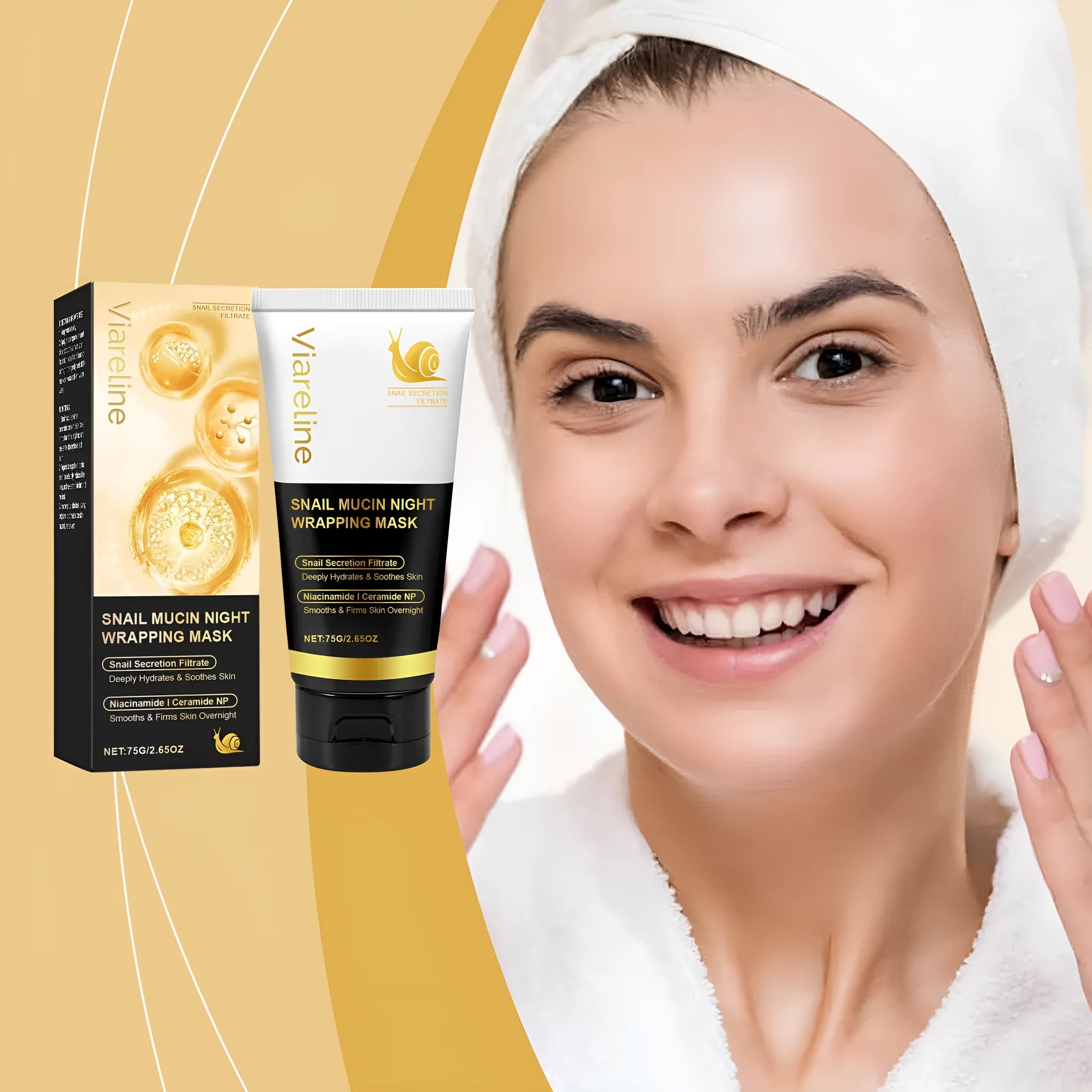 Snail mucus tearing facial mask 75g package with nourishing collagen formula