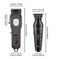 Black professional hair clipper set with aluminum foil shaver and LCD display.