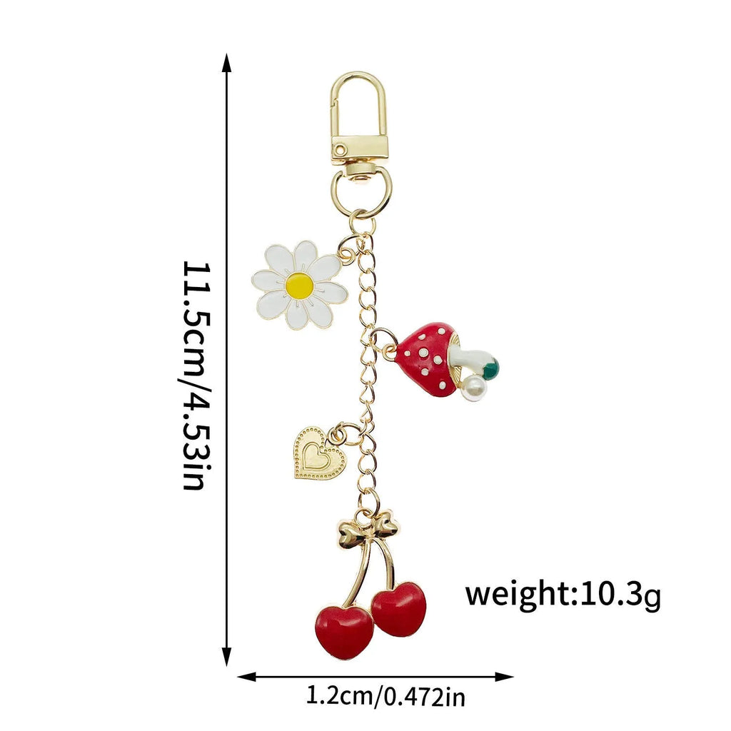 Red mushroom love heart rose heart-shaped alloy keychain with oil drip finish colour LS613