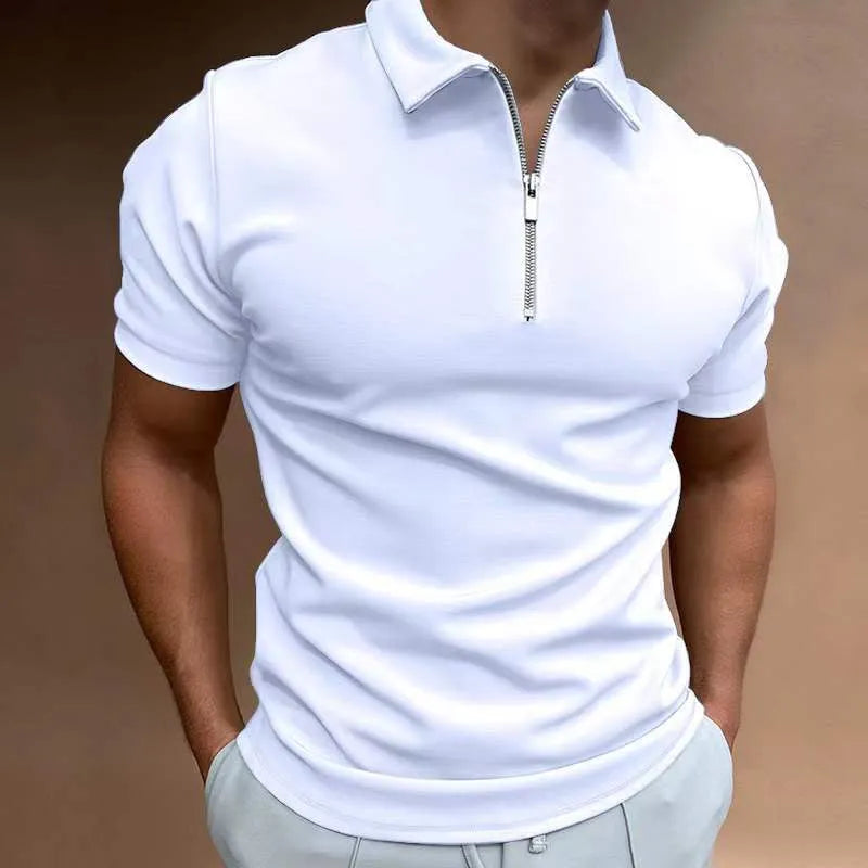 Men's casual short sleeve digital print polo shirt in polyester fabric with loose fit