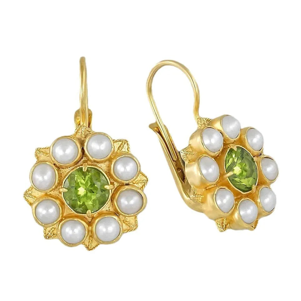 Retro golden flower earrings with electroplated finish and alloy construction