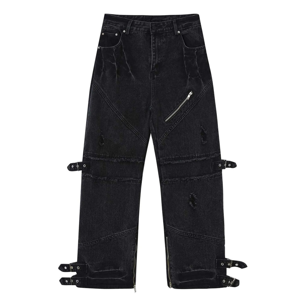 Unisex loose straight leg cotton trousers in black available in multiple sizes