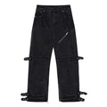 Unisex loose straight leg cotton trousers in black available in multiple sizes