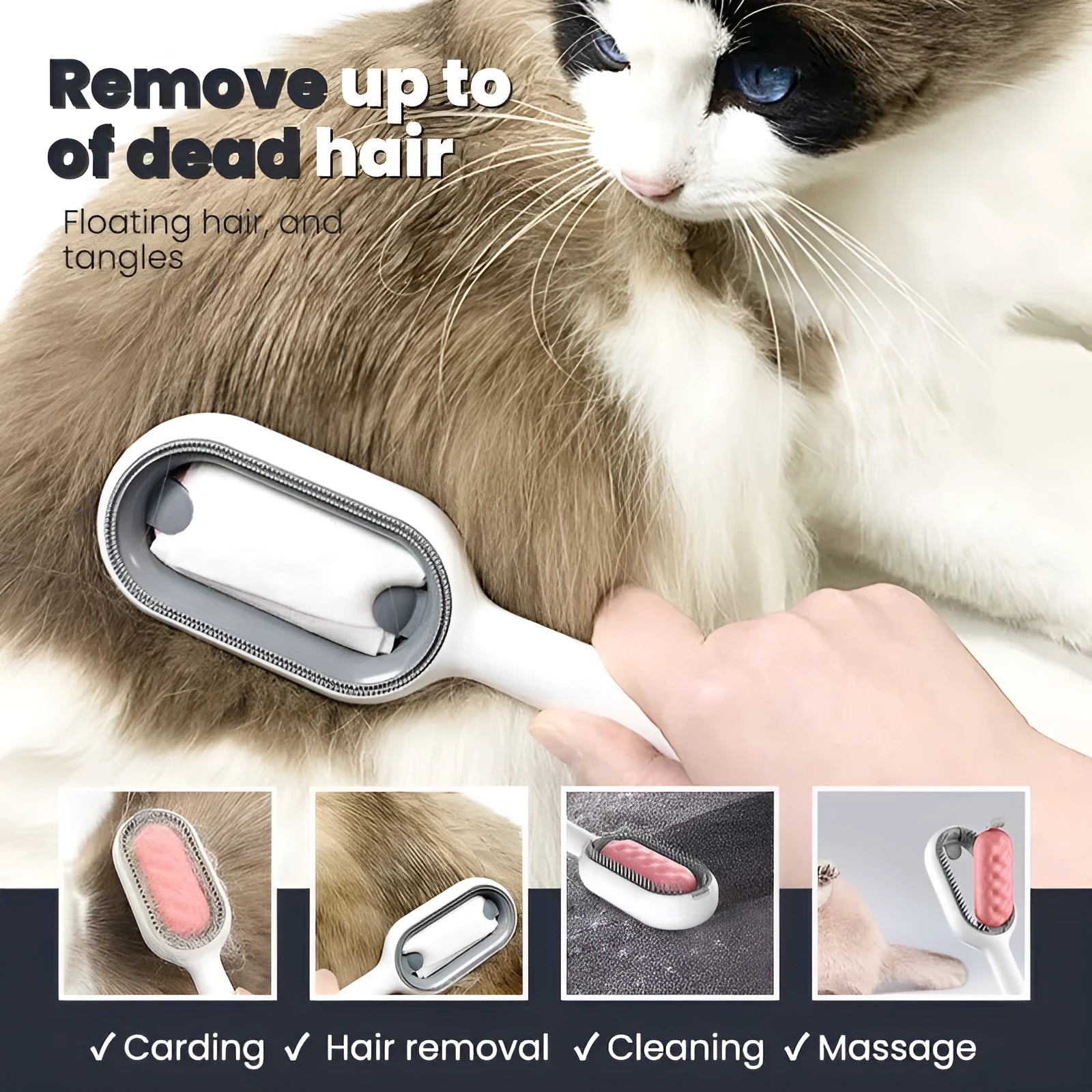 Green plastic pet grooming comb with disposable wipes for cats and dogs.