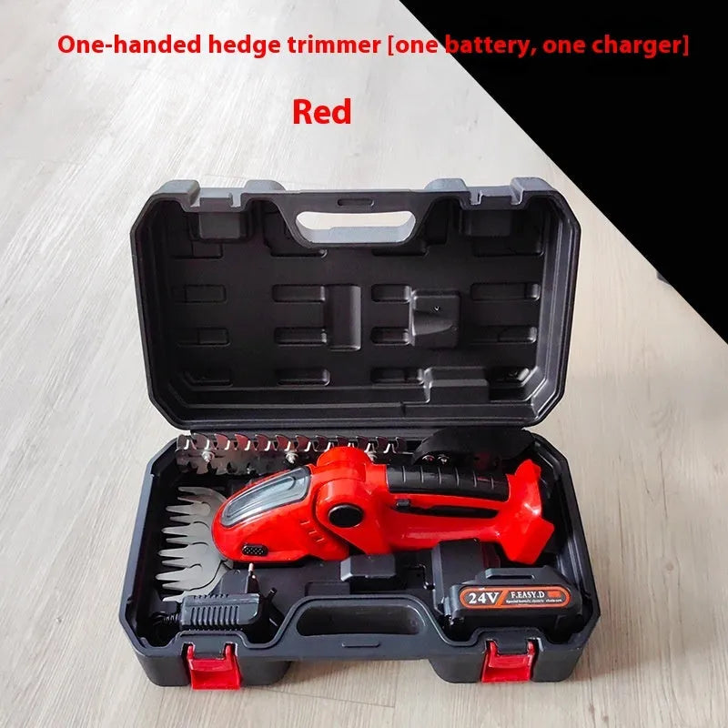 Electric hedge shears dual-purpose rechargeable pruning shear mower 500W 21V 23cm blade red box