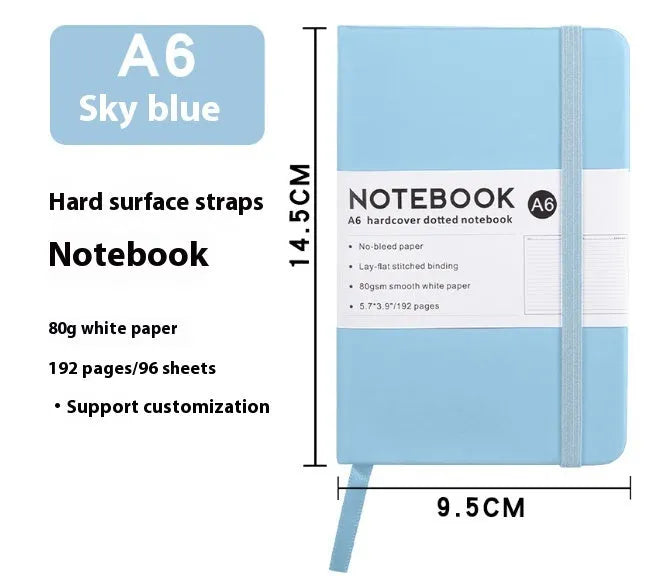 A5 office diary with hand skin feeling PU leather strap cover and lined inner pages