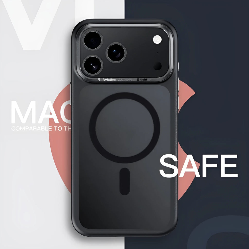Frosted magnetic iPhone 17 protective case showing anti-fall shell in seven colour options