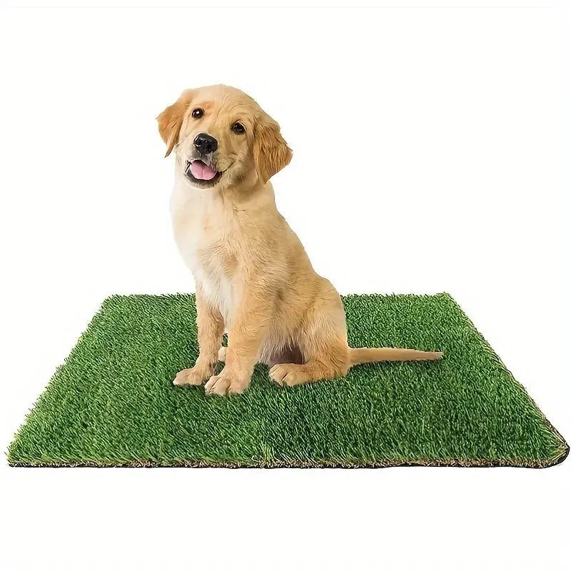 Artificial grass dog and cat toilet training mat in small, medium, and large washable sizes.