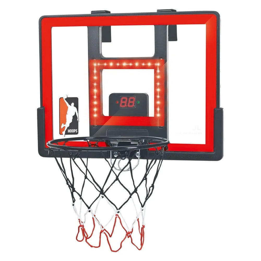 Mute Scoring Dunk Outdoor Folding Hoop with LED backboard in red, height adjustable 152cm to 180cm