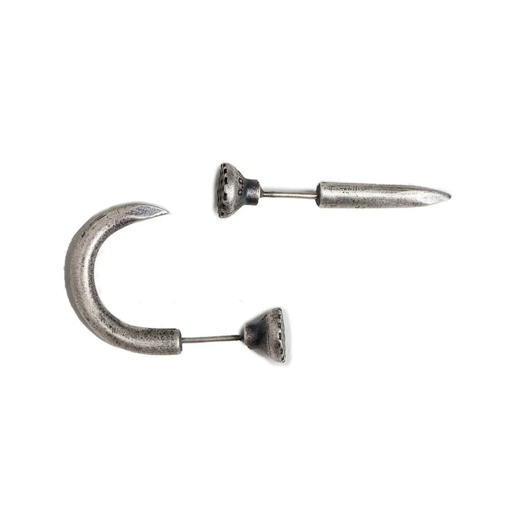 S925 sterling silver punk stud earring in straight and curved retro nail designs.
