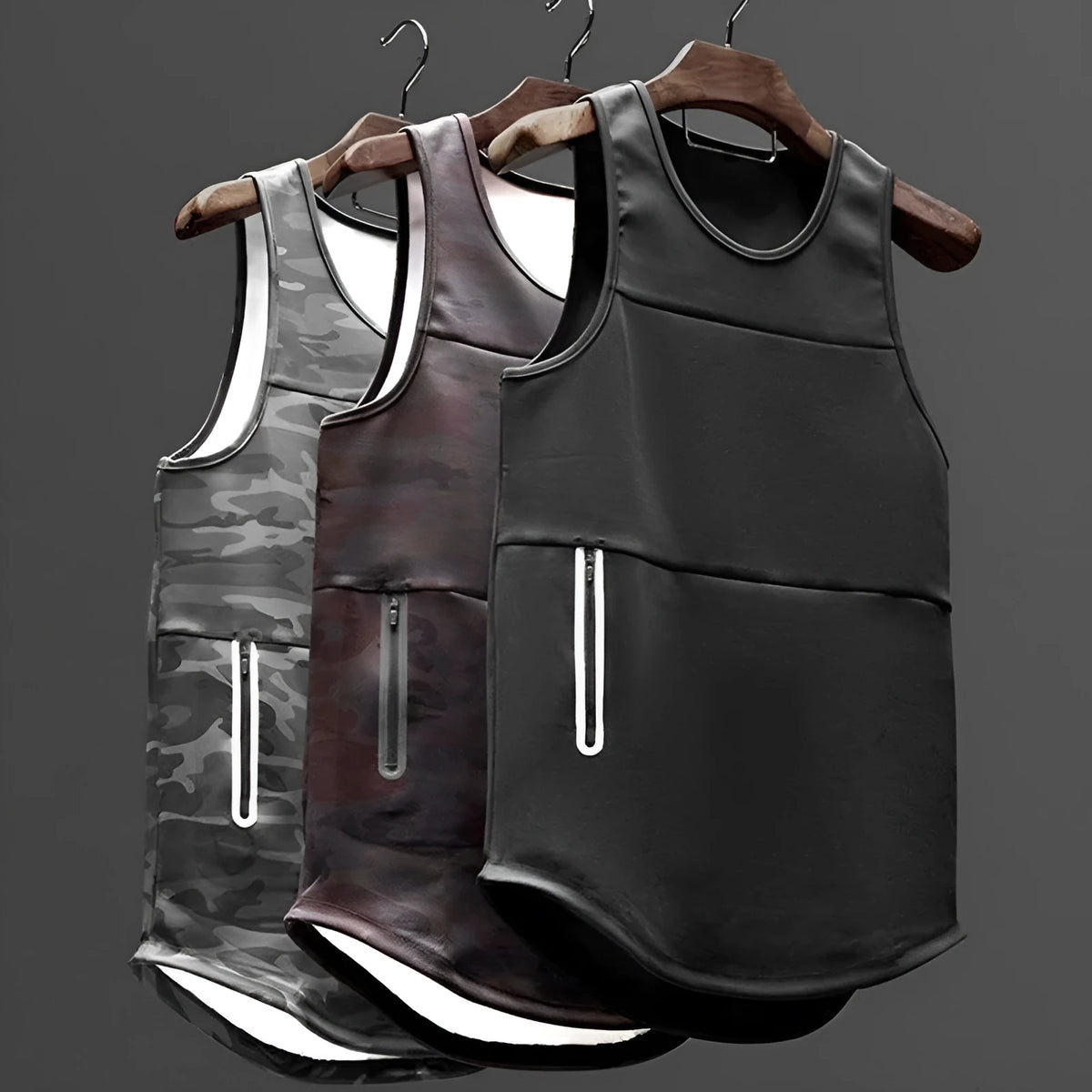 Men's quick-dry sports vest in black, cotton-polyester blend, summer fitness top