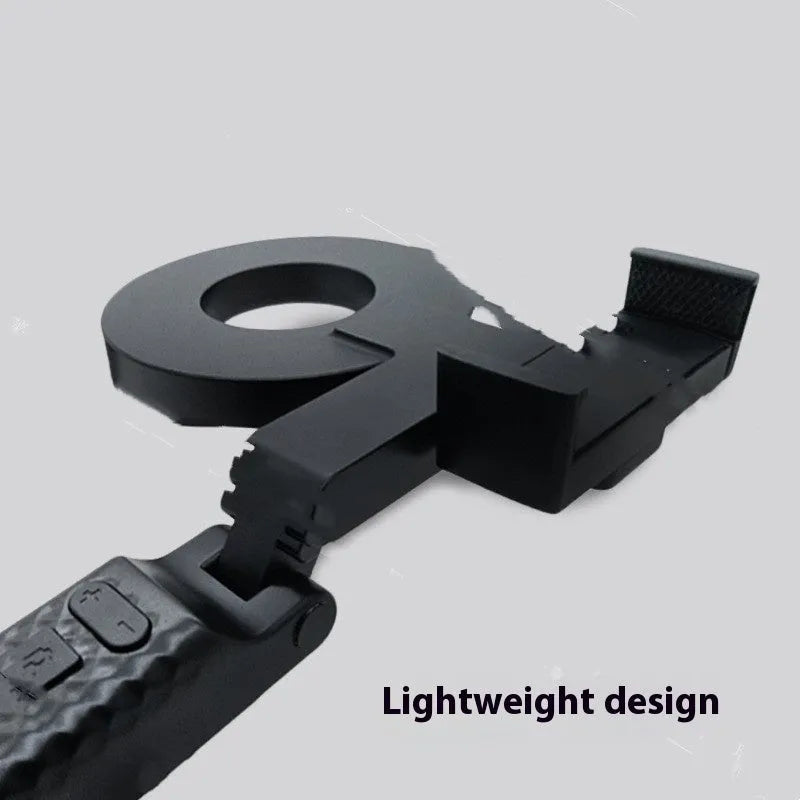 Black portable handheld LED fill light for mobile phone photography with adjustable brightness settings