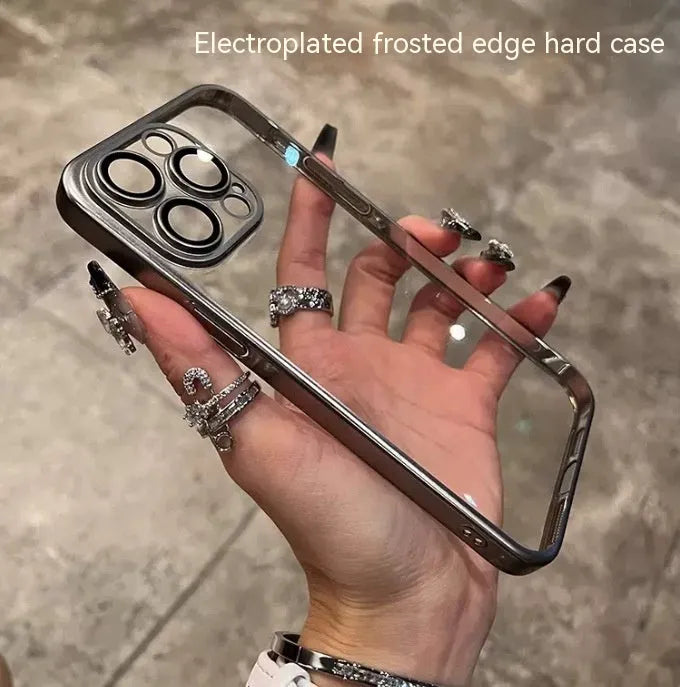 PC electroplated frosted edge phone case for iPhone in original machine grey with all-inclusive protection